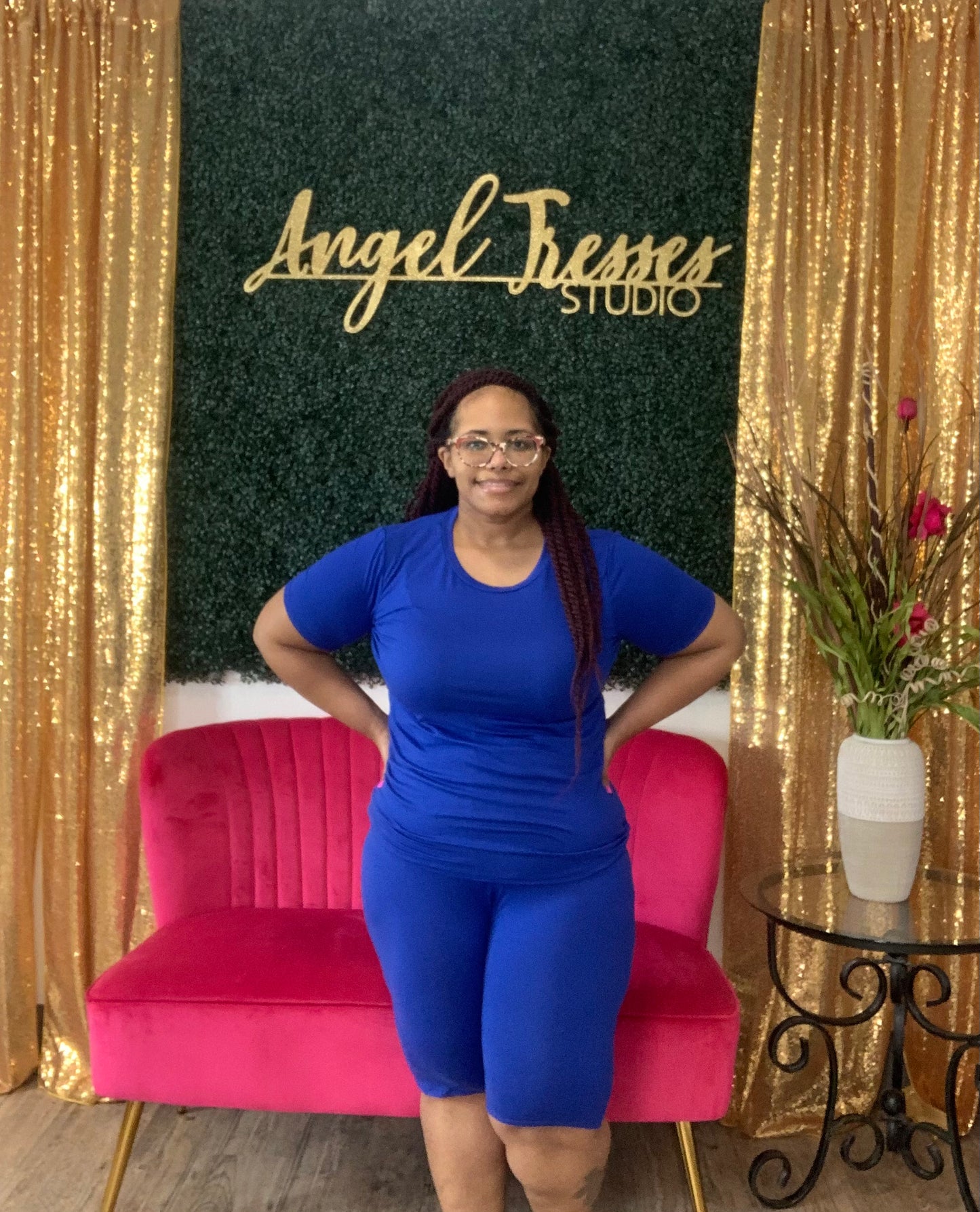 Blue 2pc Shorts - Plus 1X-3X