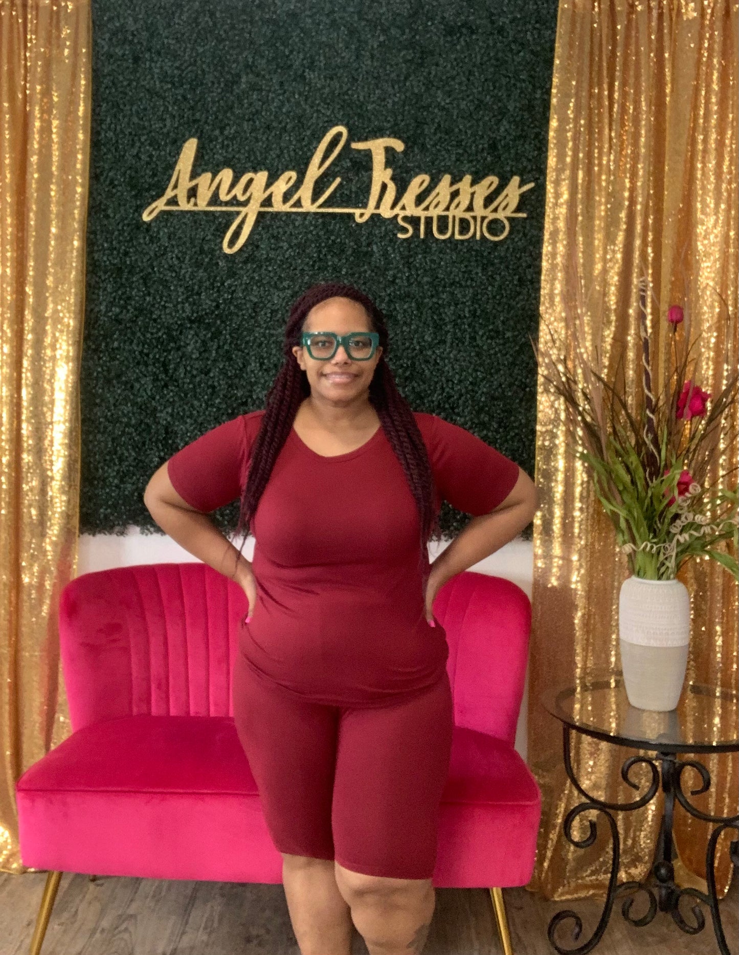 Burgundy 2pc Shorts S-3X