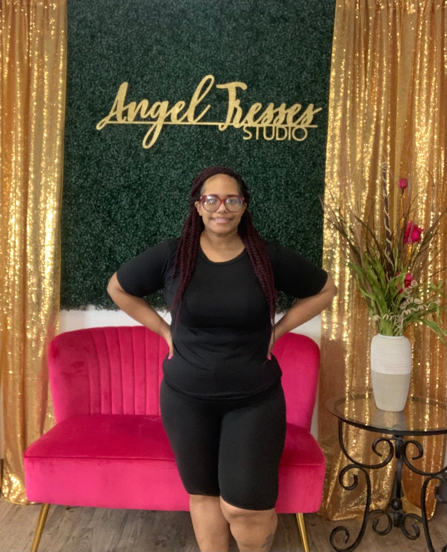 Black 2pc Shorts - Plus 1X-3X